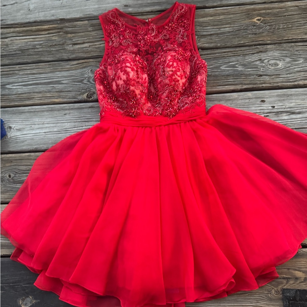 Elegant Red Lace Kids Dress